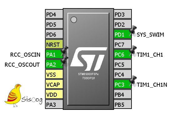اتصالات سخت‌افزاری برای PWM تایمر 1
