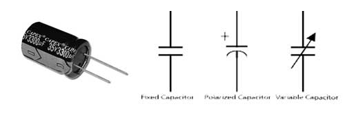 نمای چند خازن و نماد های مختلف خازن در مدارات الکترونیکی 