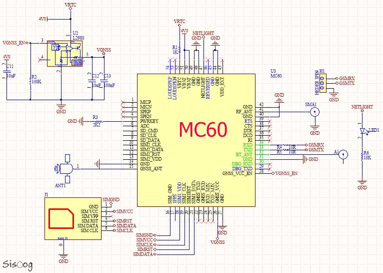 دانلود شماتیک مدار GSM Modem کویکتل MC60