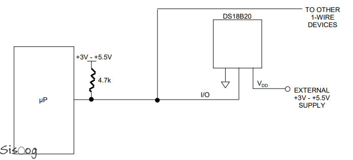 شماتیک سنسور DS18b20