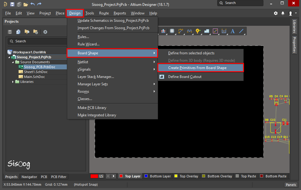 Board Shape در محیط PCB در آلتیوم دیزاینر 18