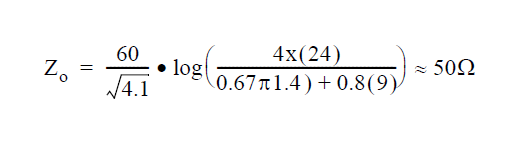 معادله امپدانس استریپ‌لاین 