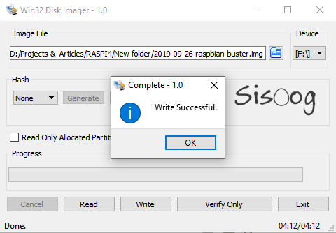 کامل شدن رایت Raspbian روی بوت مموری