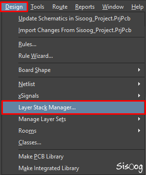 تنظیمات Layer Stack Manager