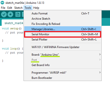 تنظیمات IDE آردینو و باز کردن سریال مانیتور