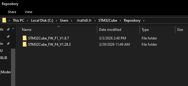 دانلود پکیج های STM32Cubemx