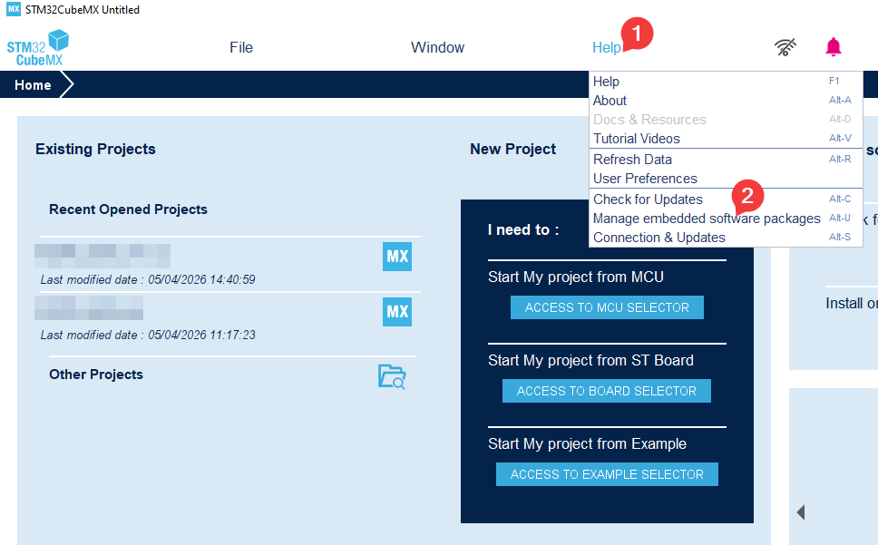 دانلود پکیج های STM32Cubemx
