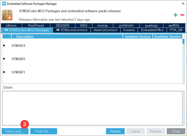 دانلود پکیج های STM32Cubemx
