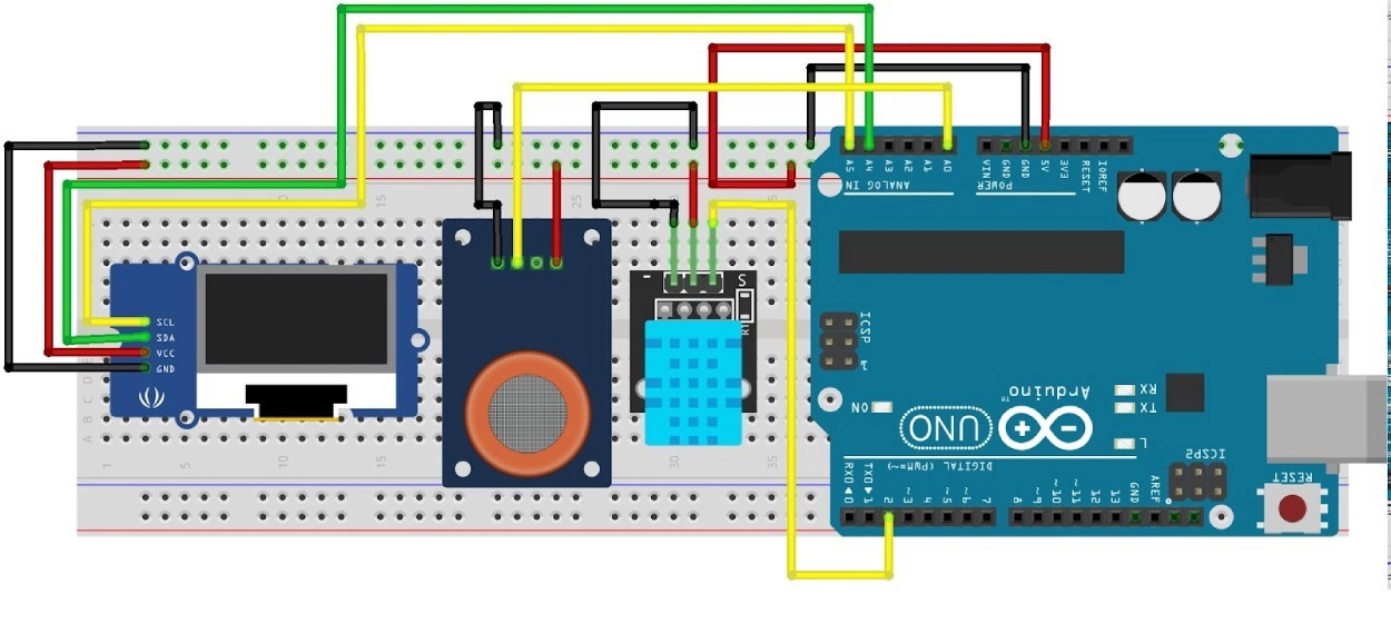 مدار سیستم پایش کیفیت هوای آردوینو