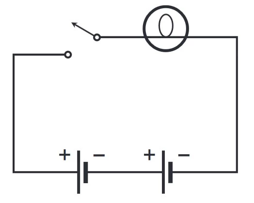 دیاگرام شماتیک چراغ قوه سوئیچ دار دارای دو باتری