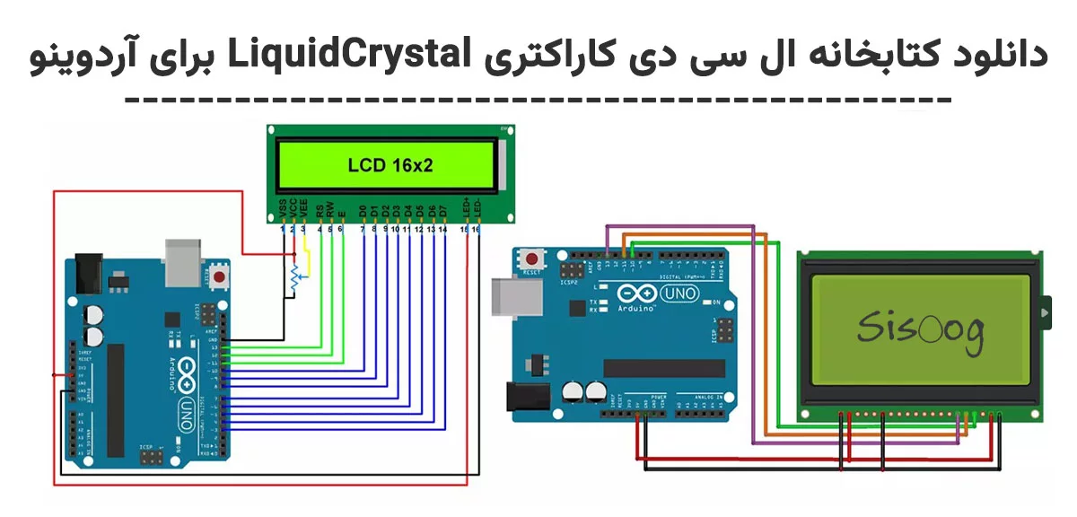 دانلود کتابخانه ال سی دی کاراکتری LiquidCrystal برای آردوینو