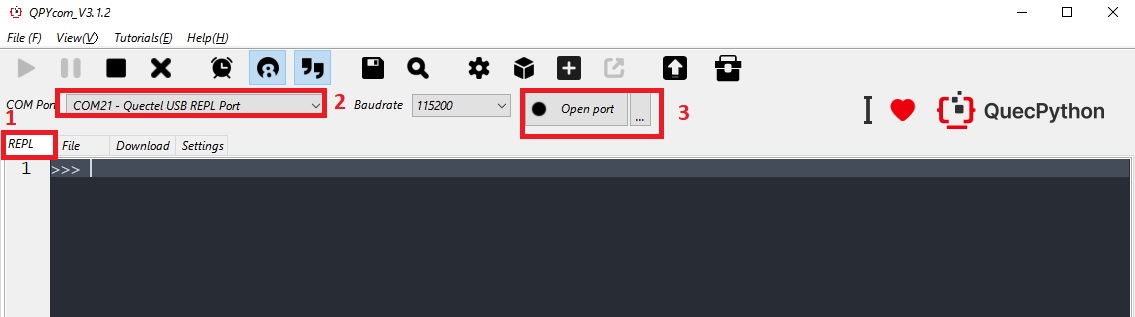 تنظیمات تب REPL در نرم افزار QPYcom