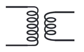 نماد ترانسفورماتور step-down با هسته هوایی