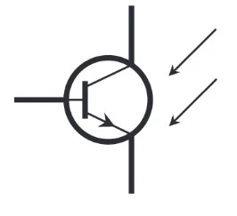 نماد شماتیک ترانزیستور NPN حساس به نور (photosensitive) MOS