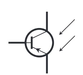 نماد شماتیک ترانزیستور PNP حساس به نور (photosensitive) 