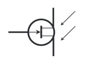 نماد شماتیک ترانزیستور N-channel اثر میدان (field-effect) حساس به نور (photosensitive)