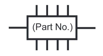 نماد شماتیک مدار مجتمع یا آی‌سی (Integrated circuit یا به‌اختصار IC)