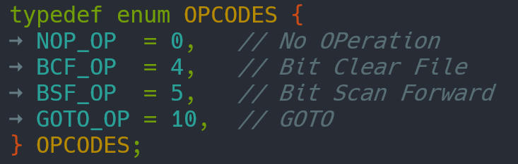 ریف کردن enum برای opcode