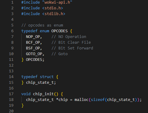 کد enum برای opcode