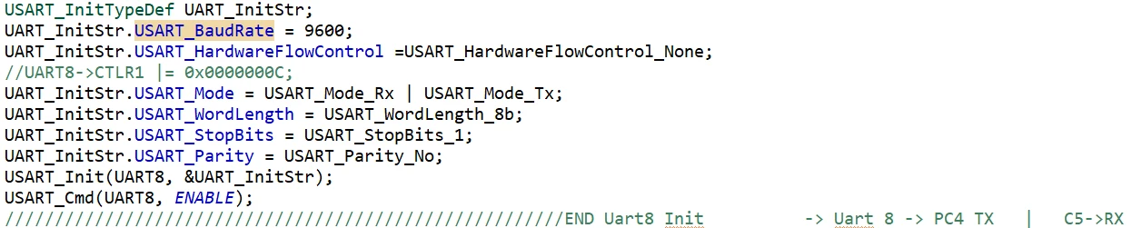 اعمال تنظیمات رو توسط تابع USART_Init