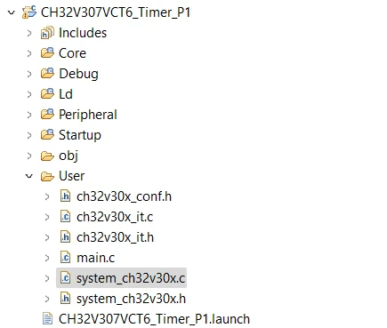 انتخاب فایل system_ch32v30x.c