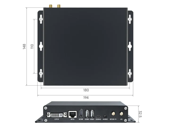 ابعاد گیت‌وی MYiR مدل MY-EVC700S-V2 با تراشه Allwinner T113-i
