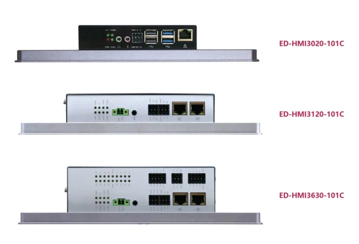 مقایسه با دیگر مدل‌های ۱۰.۱ اینچی: ED-HMI3020 (مبتنی بر Raspberry Pi 5) و ED-HMI3630 (تبلت صنعتی مبتنی بر CM5)