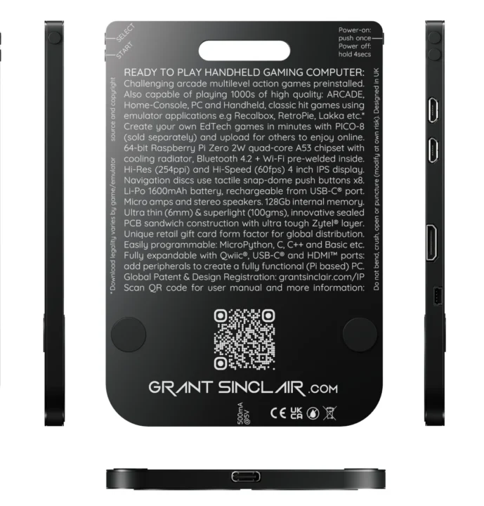 کنسول بازی فوق‌باریک مبتنی بر Raspberry Pi Zero 2W