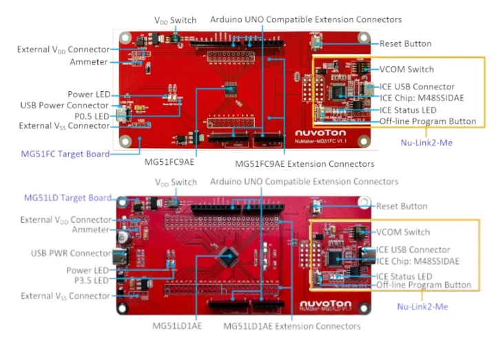 NuMaker-MG51FC-NuMaker-MG51LD-development-boards-720x502