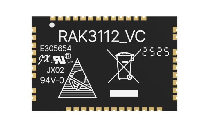 نمای زیر ماژول RAK3112 (LoRa + WiFi + BLE)