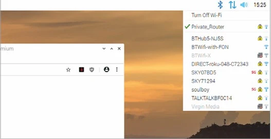 Listing nearby  
wireless networks