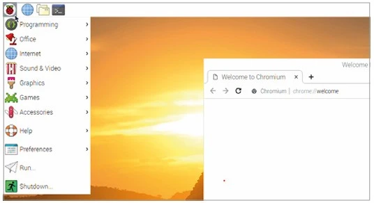 The Raspberry Pi OS menu