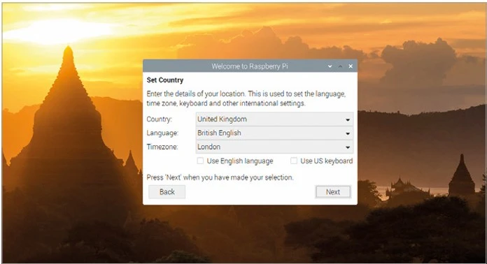  Selecting a language, among other options