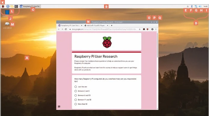 The Raspberry Pi OS desktop