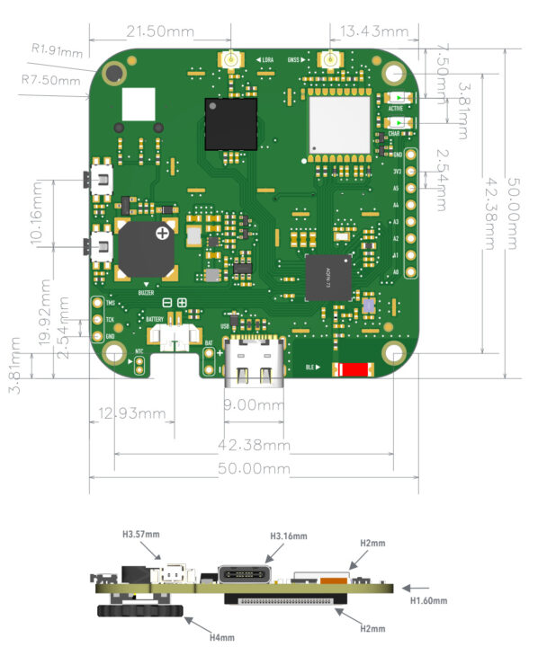ابعاد برد کنترل Mesh Tracker C1