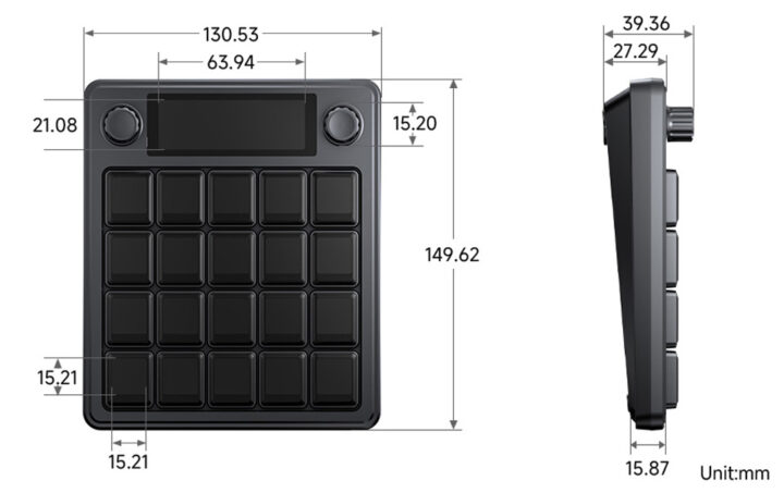 ابعاد پنل کنترل صوتی چند منظوره هوش مصنوعی Waveshare MK20