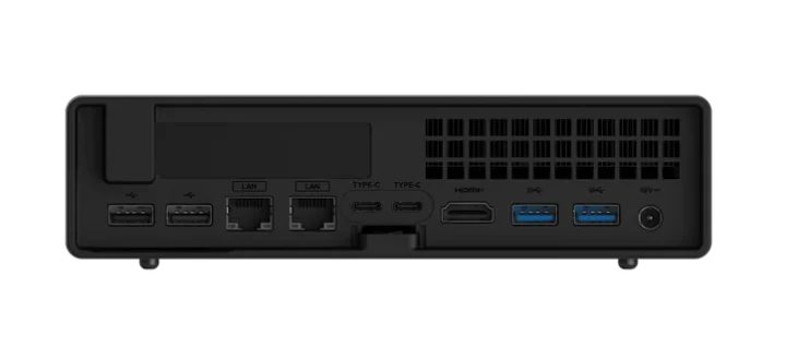 مینیپیسی هوش مصنوعی MINISFORUM MS‑R1 با تراشه CIX CP8180 و Debian 12 1 پنل پشتی مینیکامپیوتر CIX‑CP8180