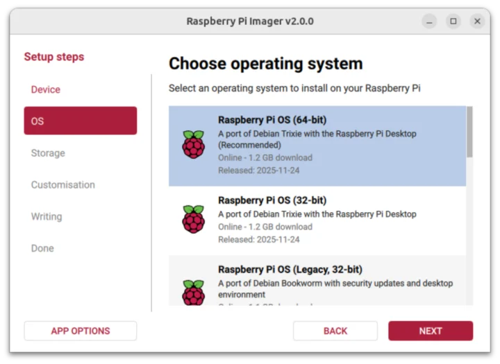 فلش Raspberry Pi OS 64 bit