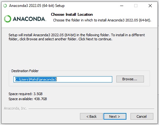 مراحل نصب آناکوندا