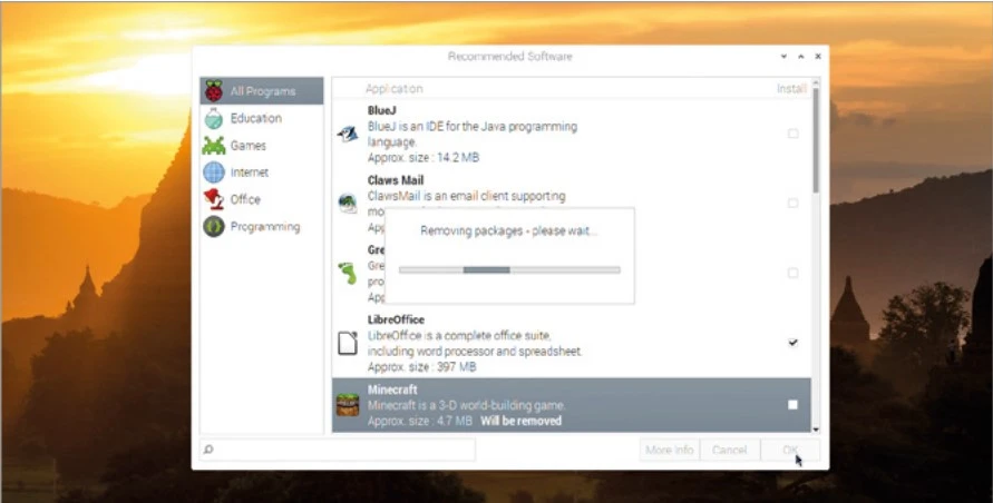 کار با LibreOffice و مدیریت نرمافزارها در رزبریپای 4 uninstalling software
