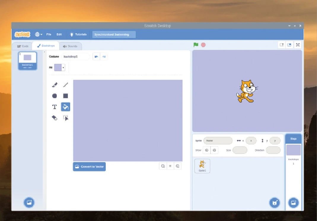 رنگ پس‌زمینه را آبی کنید.