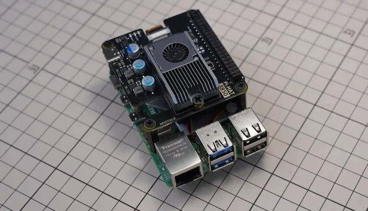 AI-8850 LLM accelerator M.2 kit installed on Raspberry Pi 5