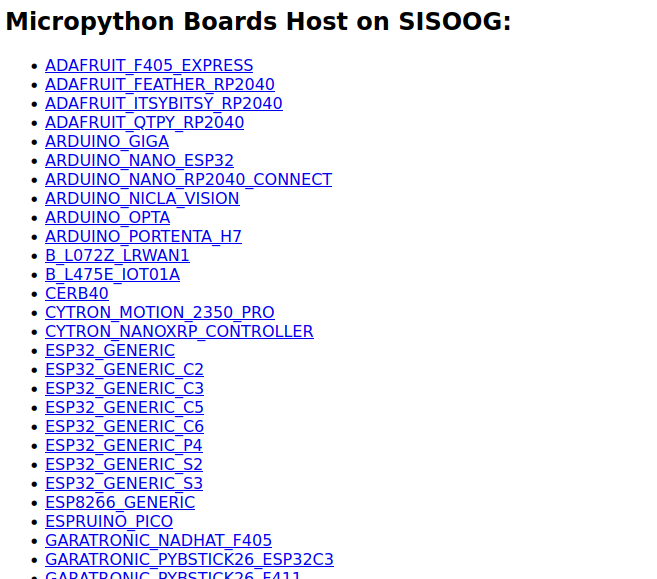 دانلود فریمور های میکروپایتون از سرور های سیسوگ