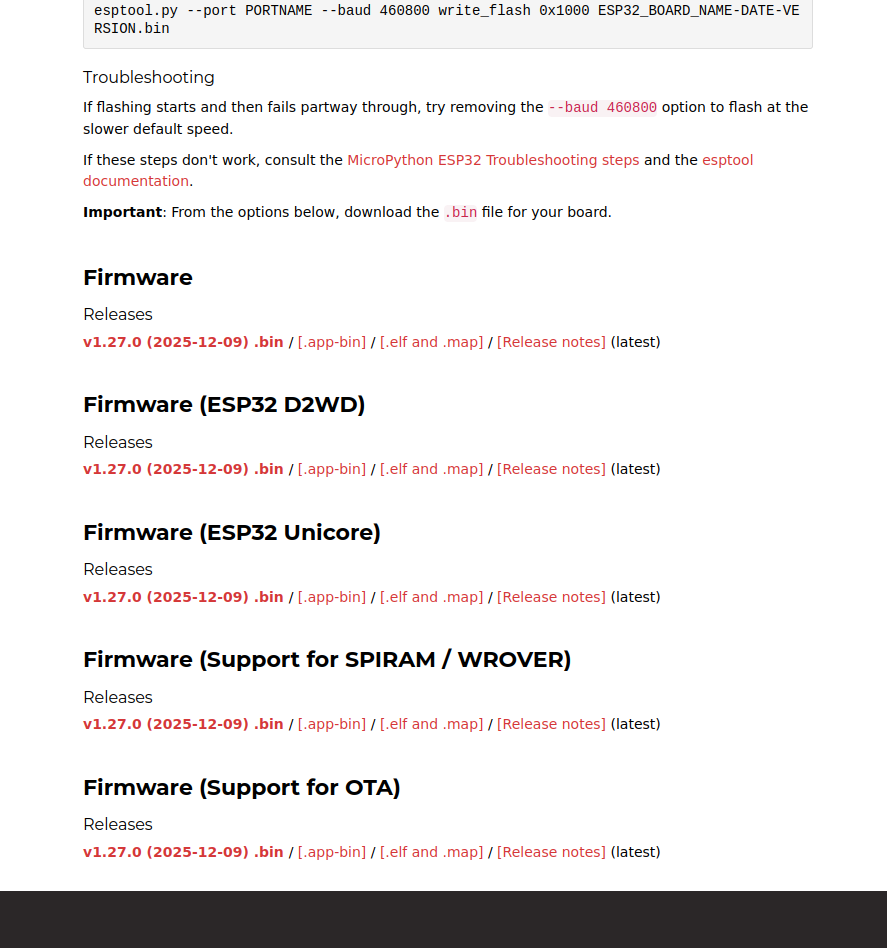 دانلود فریمور های میکروپایتون از سرور های سیسوگ
