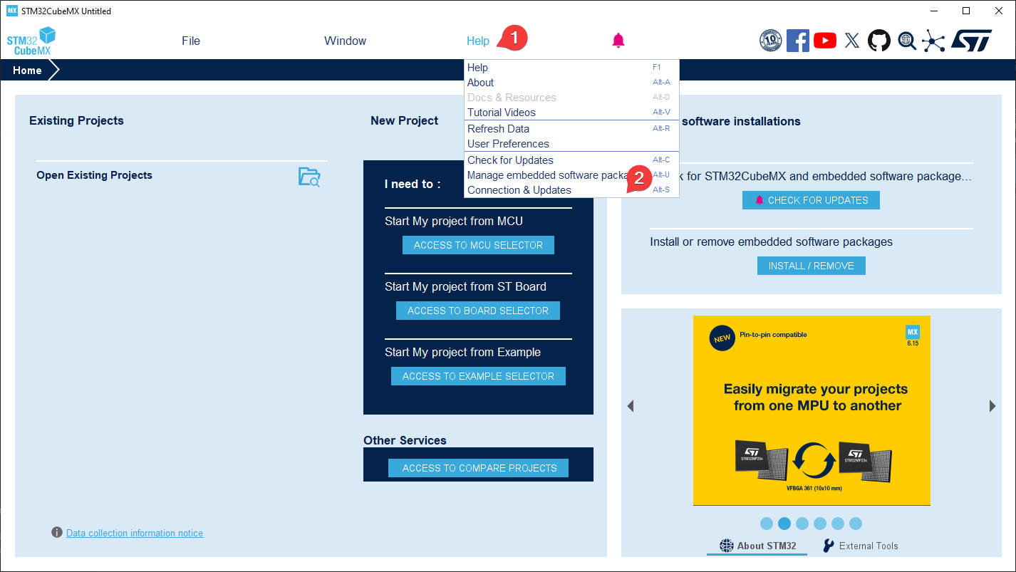 دانلود اتوماتیک پکیج های STM32CubeMX از سرور های سیسوگ
