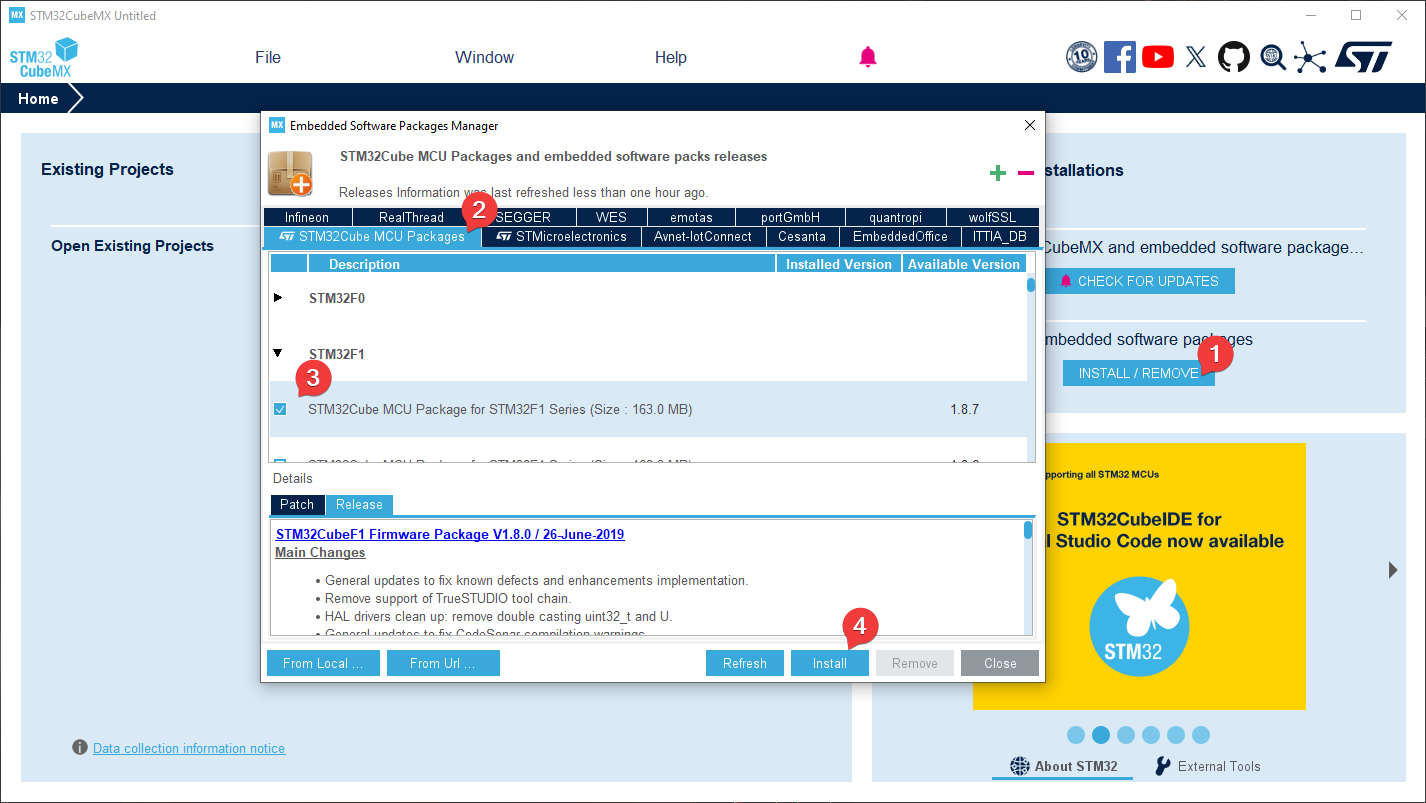 دانلود اتوماتیک پکیج های STM32CubeMX از سرور های سیسوگ