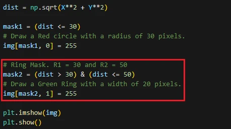 تولید ماسک دایروی و حلقوی در پردازش تصویر با پایتون