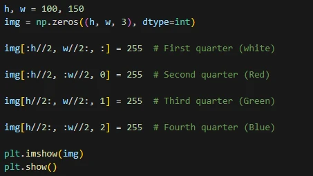 برش تصویر، مدیریت کانال‌های رنگی و ویرایش پیکسل‌ها با Array Indexing در پایتون