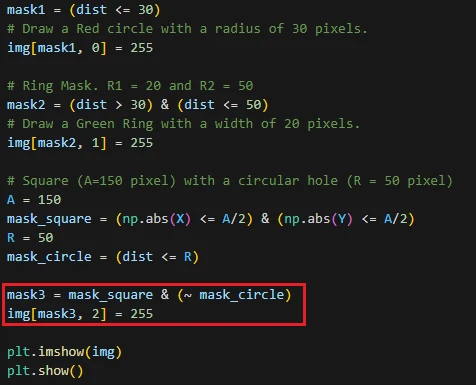 تولید ماسک دایروی و حلقوی در پردازش تصویر با پایتون