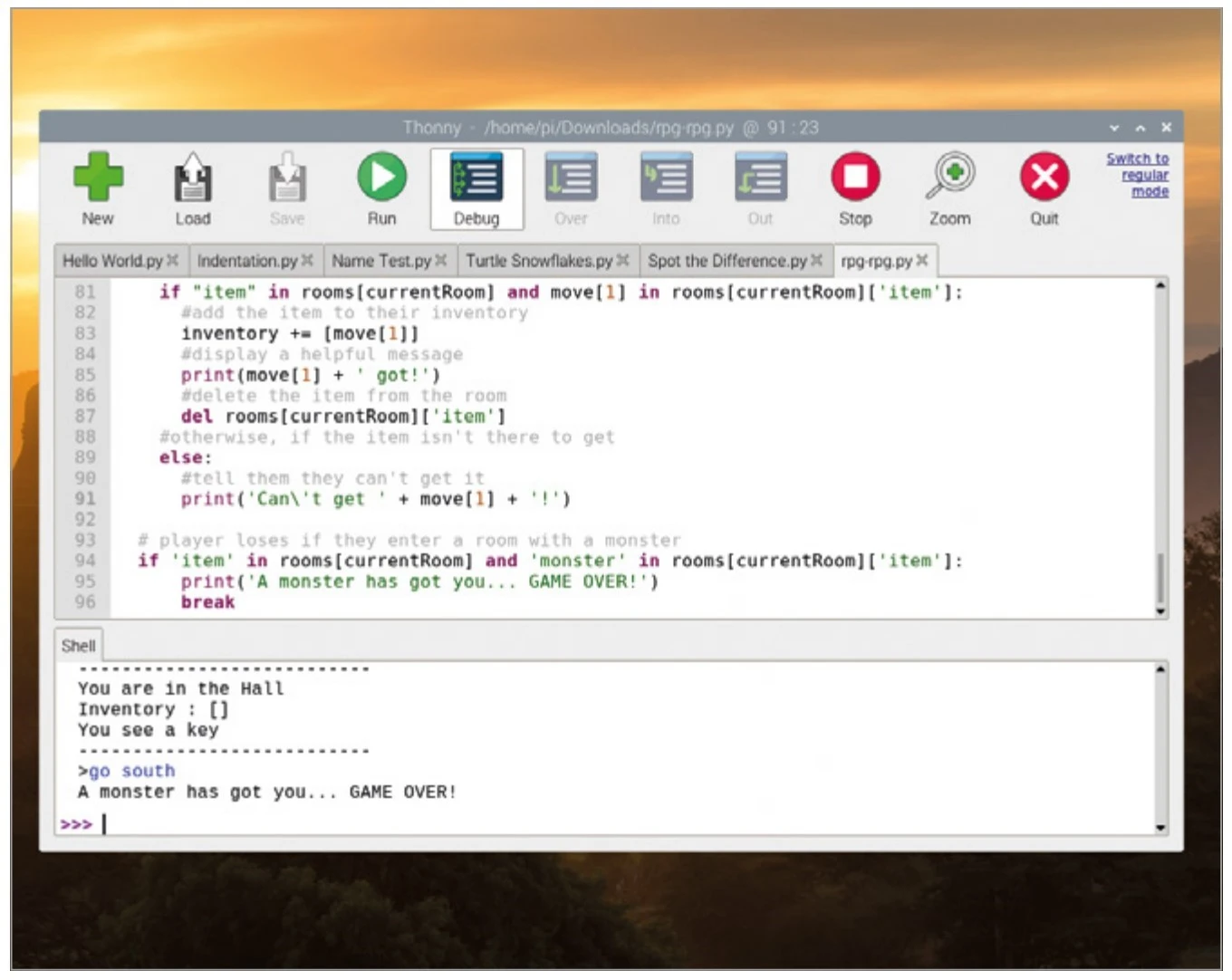 شکل 20-5: اهمیتی به موش‌ها ندهید، یک هیولا در آشپزخانه حضور دارد.